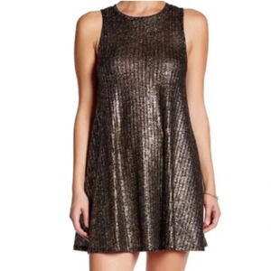 Want and Need shimmery black and gold mini dress like-new condition size medium